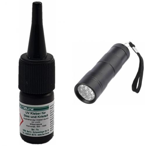 Ber-Fix UV-Kleber - Inhalt: 3 Gramm Viskositt: mittelviskos + UV-Lampe Ausfhrung: 12 LED