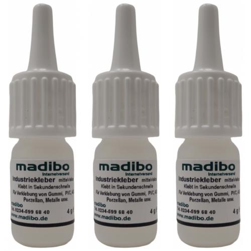 3 x madibo Industriekleber - Inhalt: 4 Gramm - Viskositt: mittelviskos