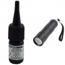 Ber-Fix UV-Kleber Set - Inhalt: 3 Gramm Viskositt: niederviskos + UV-Lampe Ausfhrung: 12 LEDs