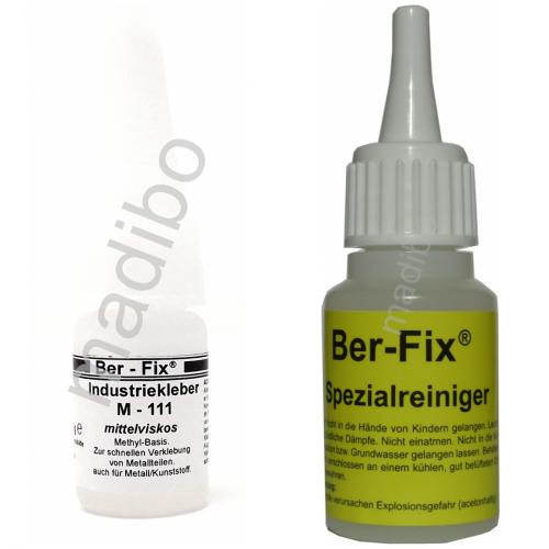 Ber-Fix Industriekleber Set M111 - Inhalt: 10 Gramm + Spezialreiniger 20 Gramm + 3 Dosierspitzen