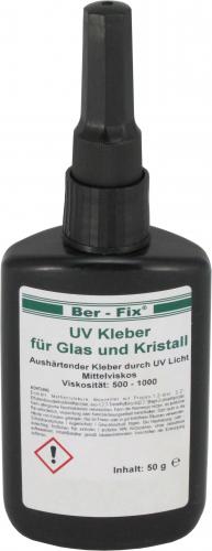 Ber-Fix UV-Kleber Set - 50 Gramm mittelviskos + UV-Lampe 12 LED + Spezialreiniger 20g