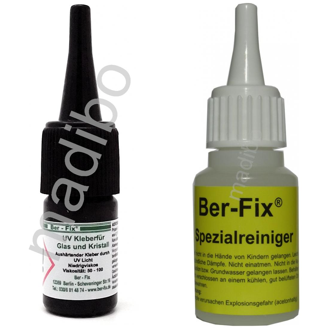 Ber-Fix UV-Kleber - Inhalt: 3 Gramm Viskosität: niederviskos + Ber-Fix Spezialreiniger 20 Gramm