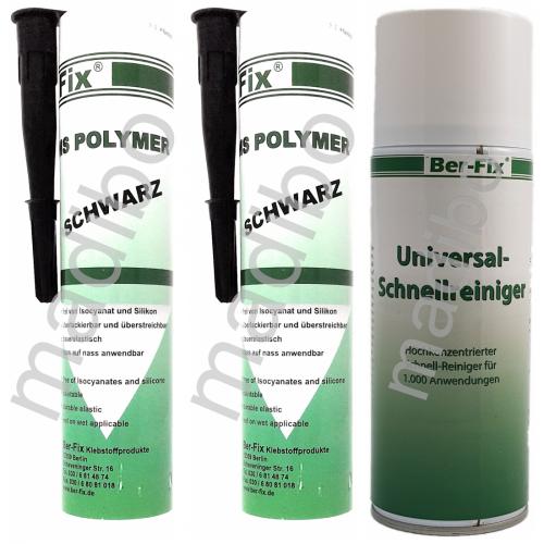 2 x Ber-Fix MS Polymer - Farbe: schwarz + Universal-Schnellreiniger 400 ml