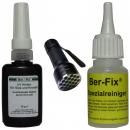 Ber-Fix UV-Kleber - Inhalt: 10 Gramm Viskositt: mittelviskos + UV-Lampe Ausfhrung: 21 LED + Spezialreiniger 20 g