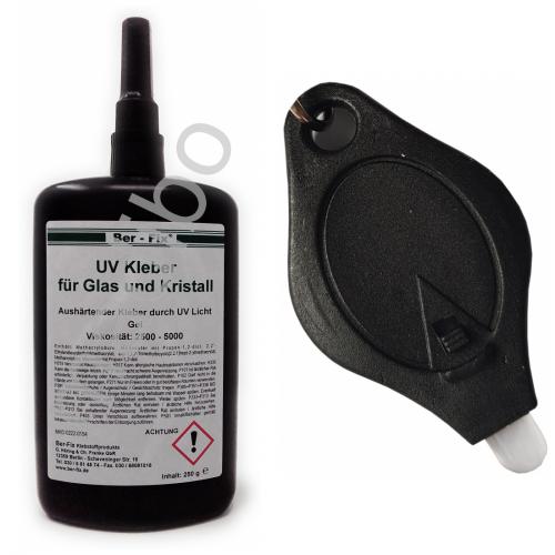 Ber-Fix UV-Kleber - Inhalt: 250 Gramm Viskositt: hochviskos + UV-Lampe Ausfhrung: 1 LED