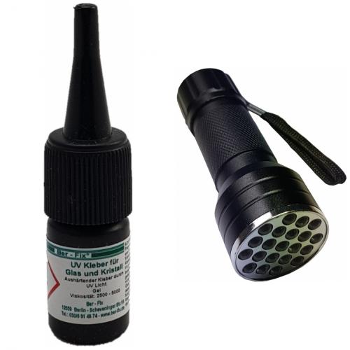 Ber-Fix UV-Kleber - Inhalt: 3 Gramm Viskositt: hochviskos + UV-Lampe Ausfhrung: 21 LED