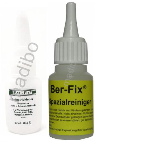 Ber-Fix Industriekleber - Inhalt: 20 Gramm Viskositt: mittelviskos + 3 x Dosierspitze + Spezialreiniger 20 g