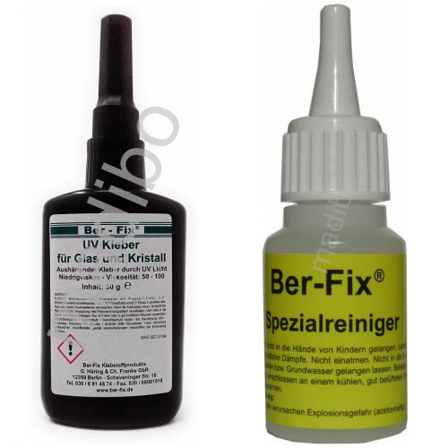 Ber-Fix UV-Kleber - Inhalt: 50 Gramm Viskositt: niederviskos + Spezialreiniger 20 ml