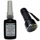 Ber-Fix UV-Kleber Set - Inhalt: 10 Gramm Viskositt: niederviskos + UV-Lampe Ausfhrung: 21 LEDs