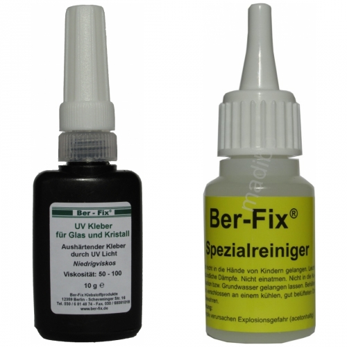 Ber-Fix UV-Kleber - Inhalt: 10 Gramm Viskosität: niederviskos + Spezialreiniger 20 Gramm