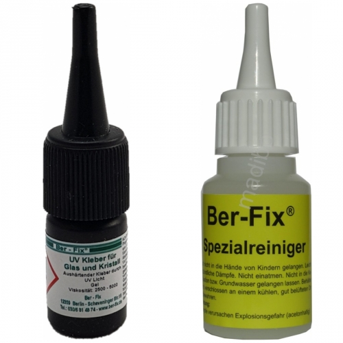 Ber-Fix UV-Kleber - Inhalt: 3 Gramm Viskosität: hochviskos + Spezialreiniger 20 Gramm