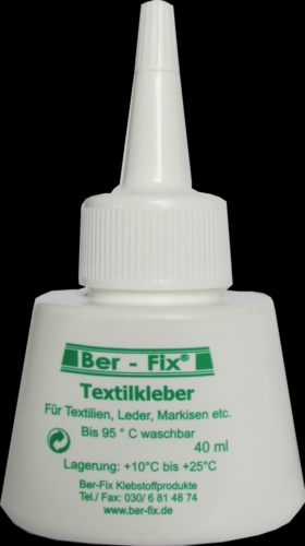 2 x Ber-Fix Textilkleber - Inhalt: 40 Gramm Stoffe Gewebe Leder Markisen Waschecht bis 95°C + Spezialreiniger 20 Gramm